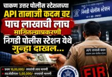 चाकण उत्तर पोलीस स्टेशनच्या API तानाजी कदम वर पाच लाखाची लाच मागितल्याप्रकरणी निगडी पोलीस स्टेशन येथे गुन्हा दाखल…
